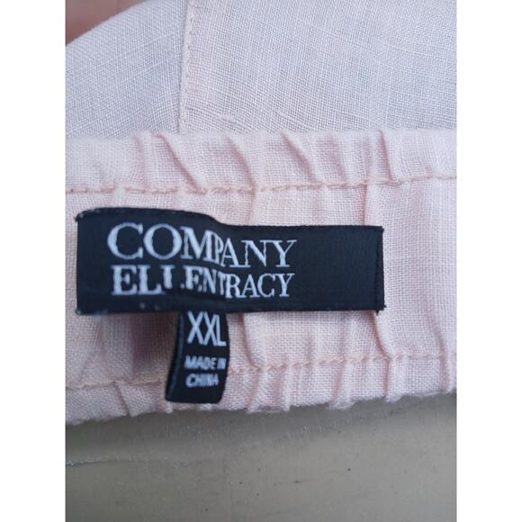 Company Ellen Tracey Pink 100% Linen Elastic Waistband Shorts w/ Pockets  XXL - Picture 2 of 10